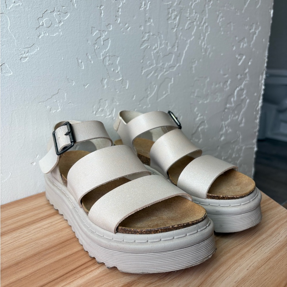 Roolee Cream Platform Sandals with Contoured Footbed